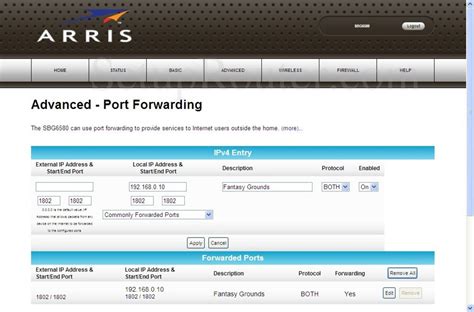 Click the Advanced Setup link. . Arris router port forwarding not working